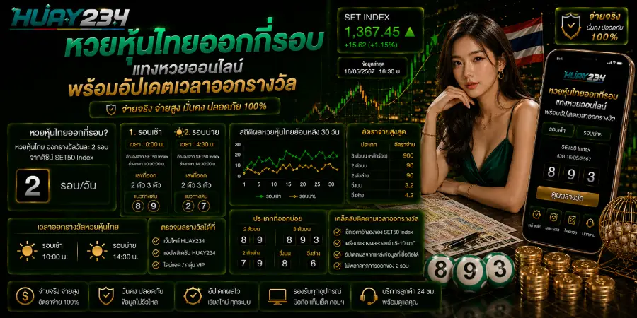 หวยหุ้นไทยออกกี่รอบ แทงหวยออนไลน์ พร้อมอัปเดตเวลาออกรางวัล